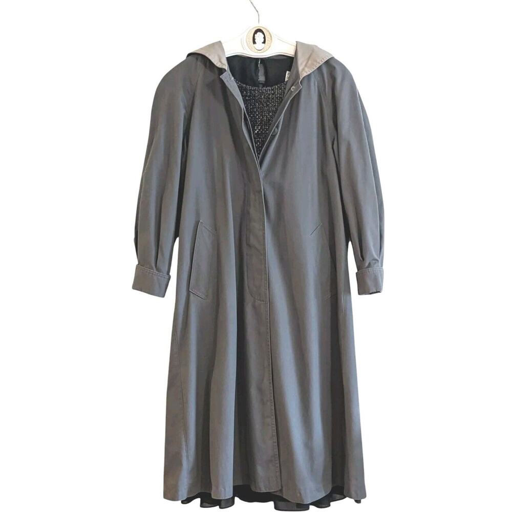 VTG Small Hooded Cloak Long Coat Button Up Heather Gray Fairycore Whimsygoth 60s